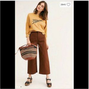 FREE PEOPLE BROWN COTTON HIGH WAIST PATTI PANTS